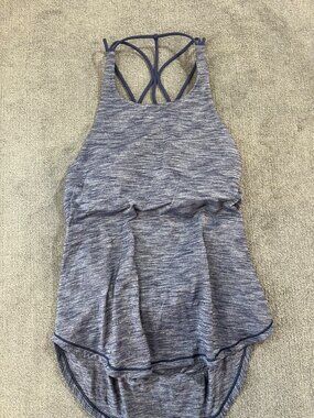 Lululemon Raise The Bar Strappy Heathered Blue High Neck Tank SZ 8 US
